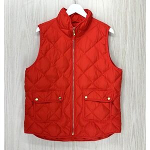 Woolrich Quilted Puffer Vest Womens XL Orange Duck Down Gold Hardware Sleeveless